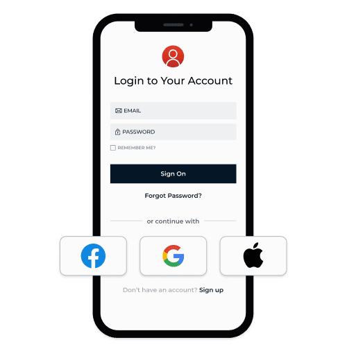 illustration of social logins on mobile phone