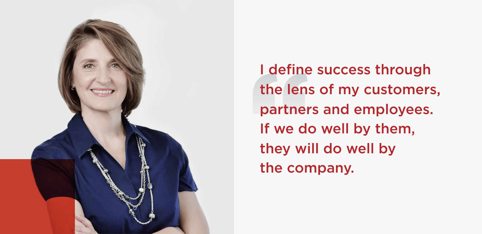 Decorative headshot of Ping Identity Chief Product Officer, Candace Worley, with the following quote 'I define success through the lens of my customers, partners and employees. If we do well by them, they will do well by the company.'