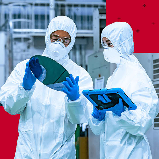 Man and woman in ppe wear