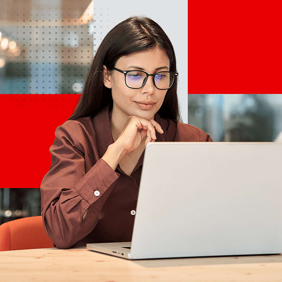 Woman at work on a laptop
