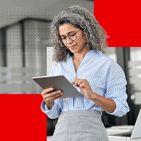 Woman using a tablet in an office