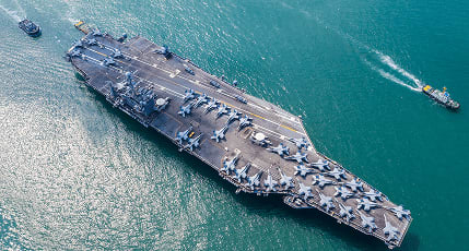 photo of aircraft carrier at sea