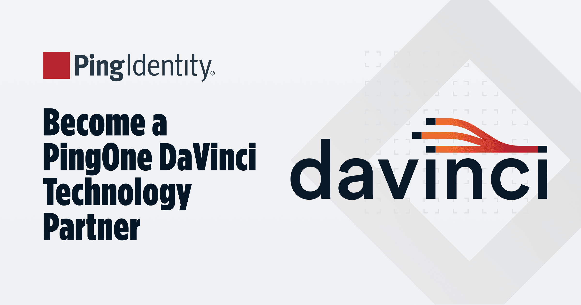 A blog's open graph image titled, 'Become a PingOne DaVinci Technology Partner,' bearing a Ping Identity logo.