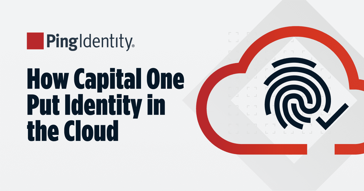 A blog's open graph image titled 'How Capital One Put Identity in the Cloud' bearing a cloud identity icon and Ping Identity's logo.